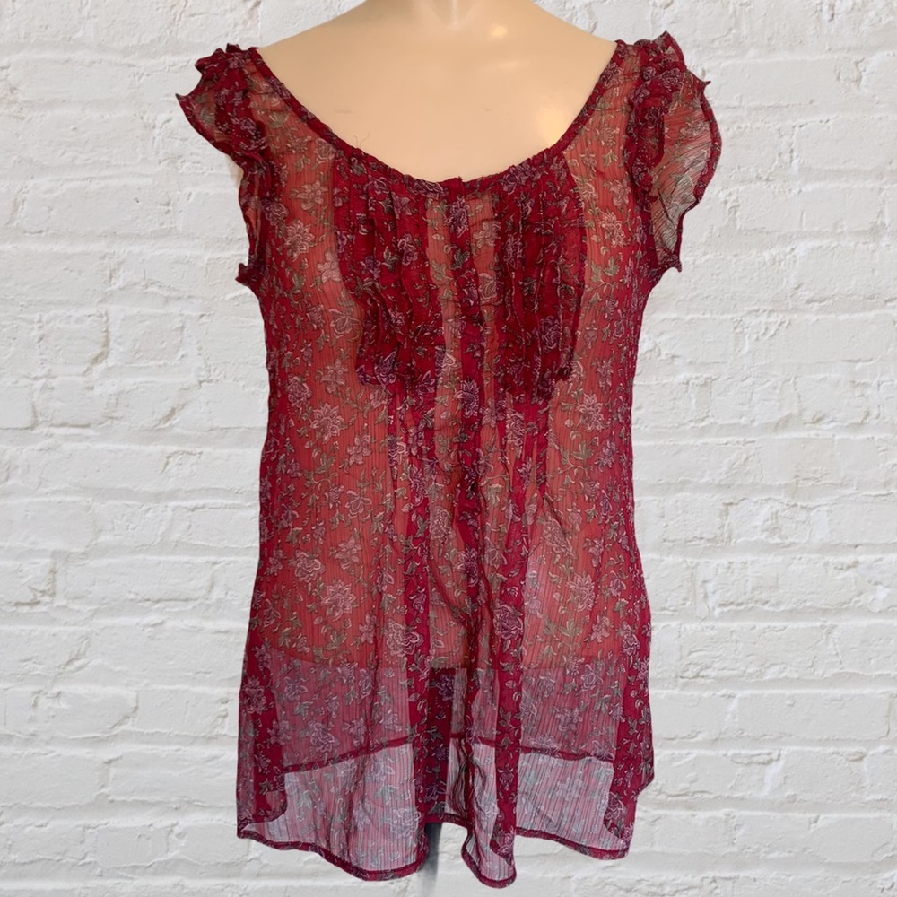 Converse One Star Sheer Floral Blouse Size Small